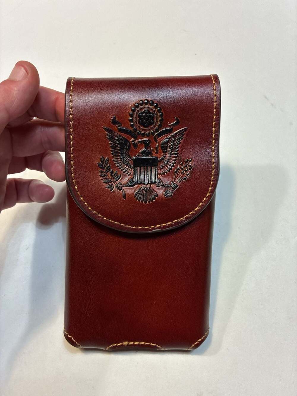 Montana West Leather Belt-Loop Cell Phone Holster with US Great Seal Embossing